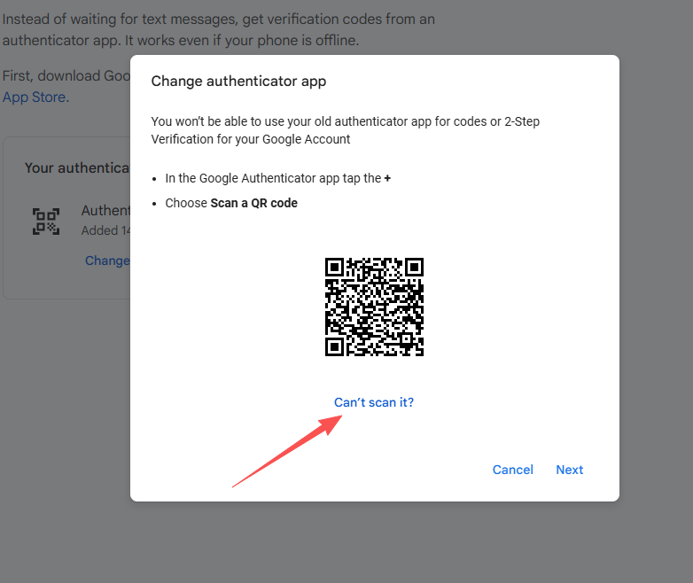 点击 Can't scan it?